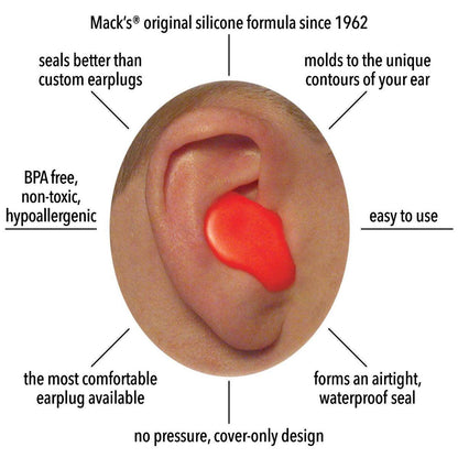Mack's Soft Moldable Silicone Putty Earplugs - Kindergröße, 6 Paar - Bequeme kleine Ohrstöpsel für Schwimmen, Baden, Reisen, laute Events und Fliegen | Hergestellt in den USA