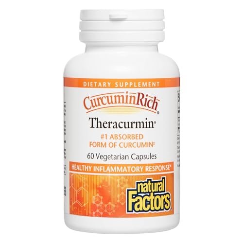Natural Factors CurcuminRich Theracurmin – Antioxidant-Komplex mit Curcumin für Muskelunterstützung, 60 vegane Kapseln