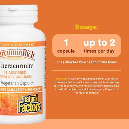 Natural Factors CurcuminRich Theracurmin – Antioxidant-Komplex mit Curcumin für Muskelunterstützung, 60 vegane Kapseln