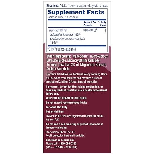 Phillips' Colon Health Tägliche Probiotika Kapseln, 4-in-1 Symptomabwehr gegen gelegentliche Blähungen, Völlegefühl, Verstopfung und Durchfall, 60 Kapseln