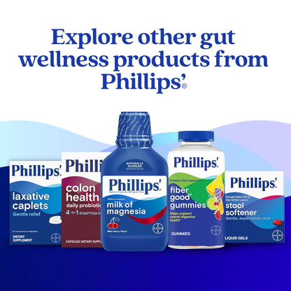 Phillips' Colon Health Tägliche Probiotika Kapseln, 4-in-1 Symptomabwehr gegen gelegentliche Blähungen, Völlegefühl, Verstopfung und Durchfall, 60 Kapseln