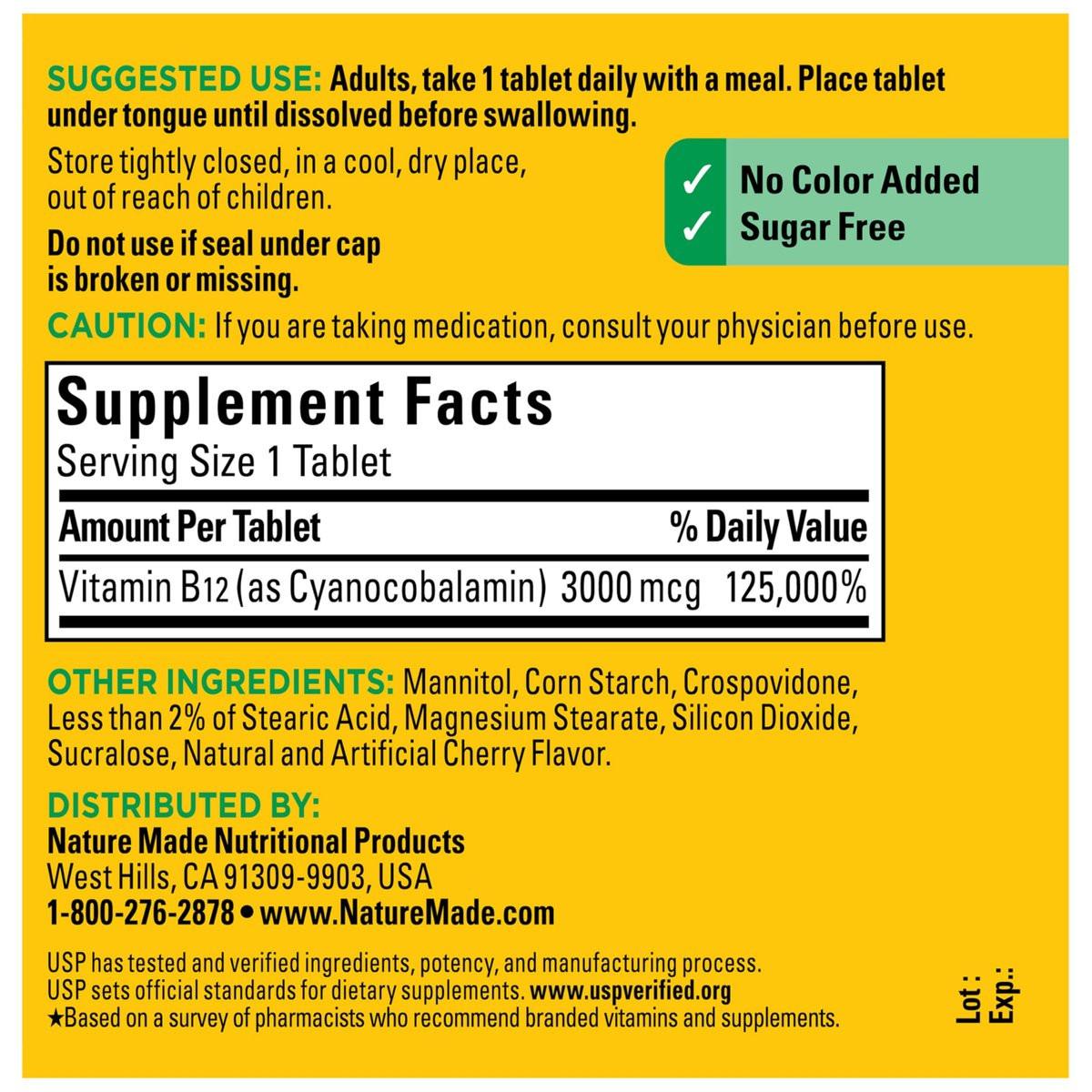 Nature Made Vitamin B12 3000 mcg – Sublinguale Lutschtabletten zur Unterstützung des Energiestoffwechsels, 40 zuckerfreie Tabletten, 40-Tage-Vorrat