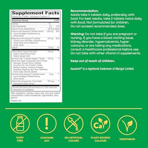Nature’s Way Alive! Calcium Bone Support Tabletten* – Hoch bioverfügbares Calcium mit Vitamin D3, K2 & Magnesium für starke Knochen* – 60 Tabletten