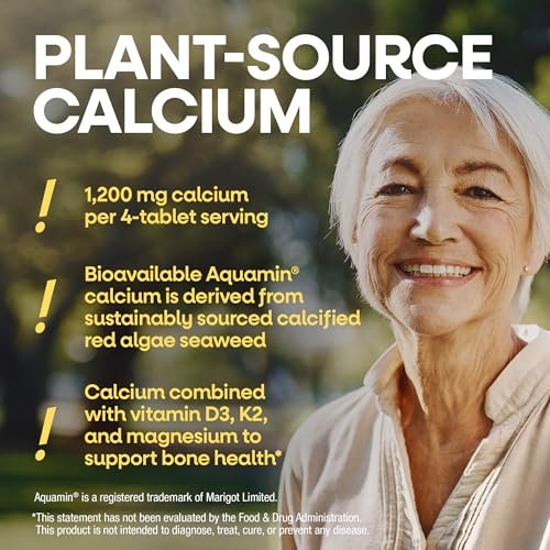Nature’s Way Alive! Calcium Bone Support Tabletten* – Hoch bioverfügbares Calcium mit Vitamin D3, K2 & Magnesium für starke Knochen* – 60 Tabletten