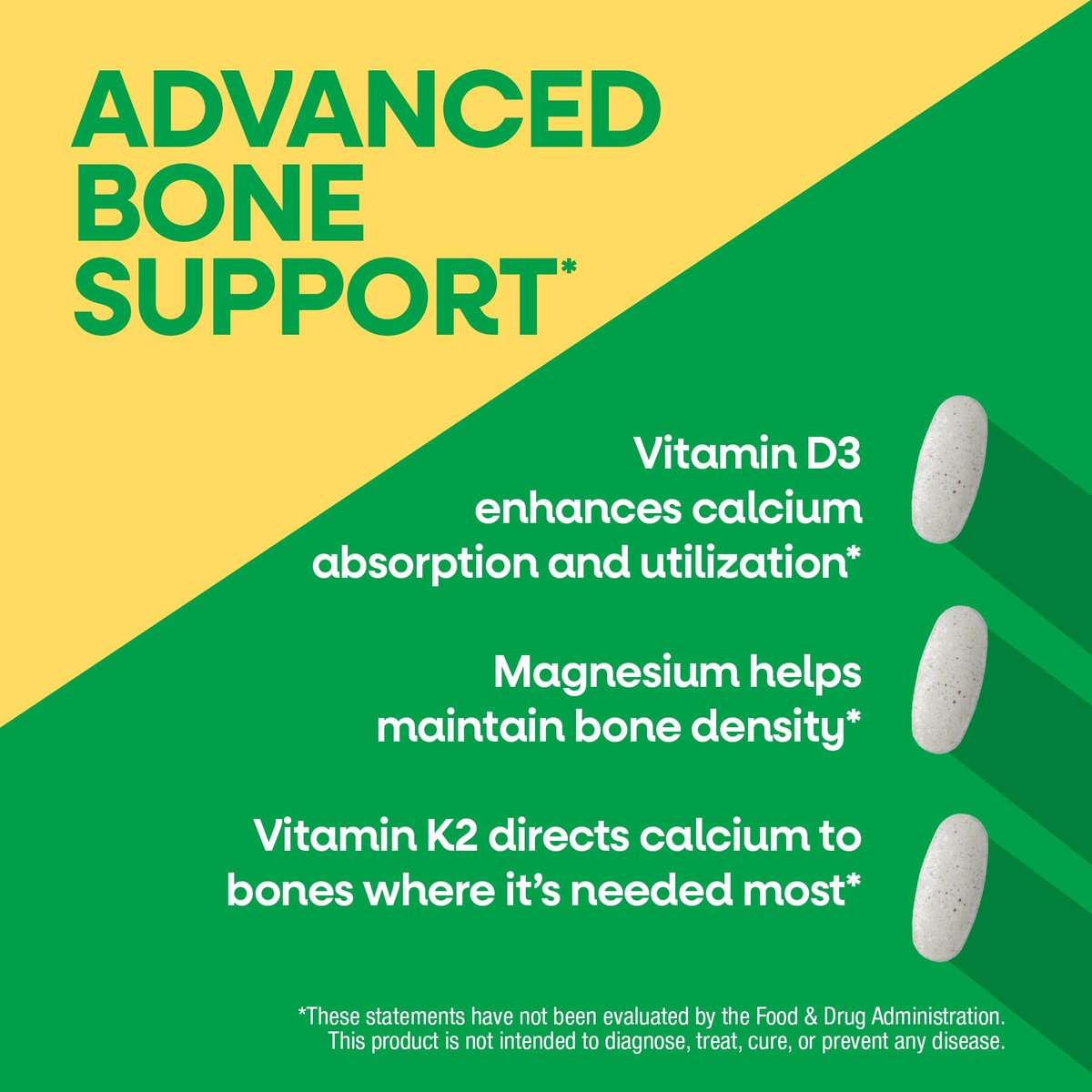 Nature’s Way Alive! Calcium Bone Support Tabletten* – Hoch bioverfügbares Calcium mit Vitamin D3, K2 & Magnesium für starke Knochen* – 60 Tabletten