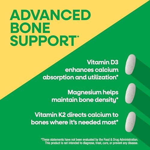 Nature’s Way Alive! Calcium Bone Support Tabletten* – Hoch bioverfügbares Calcium mit Vitamin D3, K2 & Magnesium für starke Knochen* – 60 Tabletten