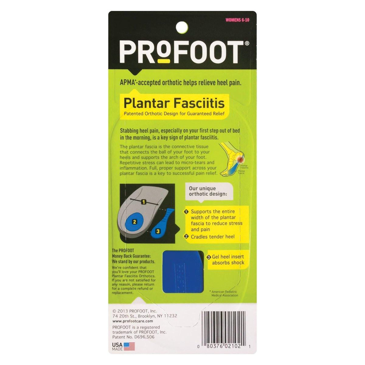 PROFOOT Plantarfasziitis orthopädische Einlegesohlen für Damen (Größen 6-10) – Gel-Schuh-Einlagen für sofortige Fersenschmerzlinderung und Fußgewölbeunterstützung – 1 Paar Fersenpolster
