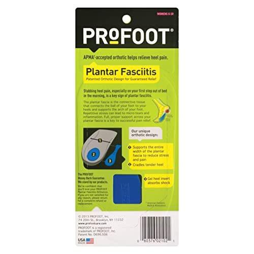 PROFOOT Plantarfasziitis orthopädische Einlegesohlen für Damen (Größen 6-10) – Gel-Schuh-Einlagen für sofortige Fersenschmerzlinderung und Fußgewölbeunterstützung – 1 Paar Fersenpolster
