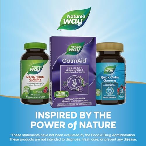 Nature's Way CalmAid Lavendelöl – Nahrungsergänzungsmittel mit klinisch untersuchtem Silexan für Ruhe & Stressunterstützung*, nicht müde machend, 30 Weichkapseln
