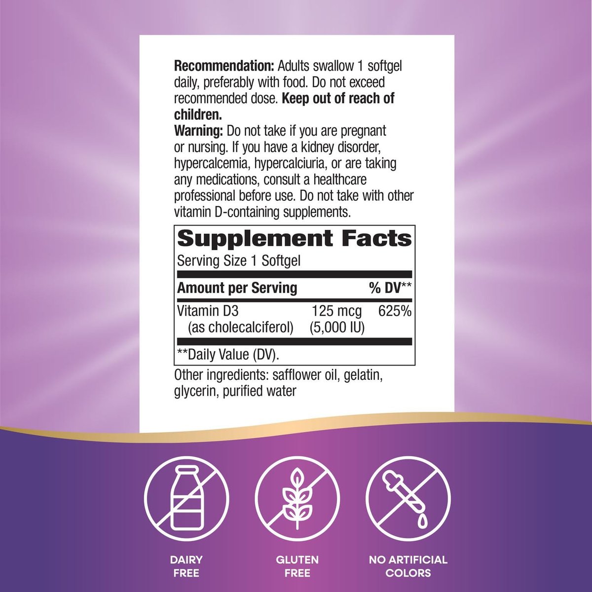 Nature's Way Vitamin D3 Max – Unterstützt gesunde Knochen & Zähne* und das Immunsystem*, 125 mcg pro Portion, 240 Softgels