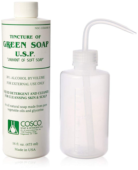 Cosco Tattoo Green Soap 16 Unzen mit Quetschflasche – Professionelle Tattoo- und Piercing-Reinigungsseife, Hautvorbereitungslösung