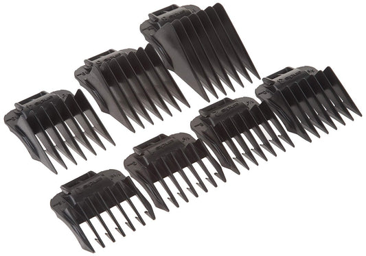 Andis 01380 7-teiliger Snap-On Kammaufsatz-Set – Einfach zu verwenden, perfektes Pflegewerkzeug – Aufsätze für ML-, GC- und MBA-Modelltrimmer – Schwarz