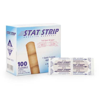 STAT Strip Adhesive Bandagen 100 Stück Flexible Latexfrei 1x3 Zoll