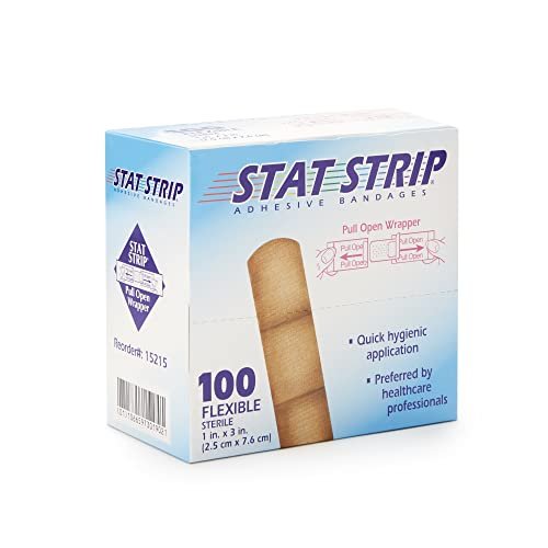 STAT Strip Adhesive Bandagen 100 Stück Flexible Latexfrei 1x3 Zoll