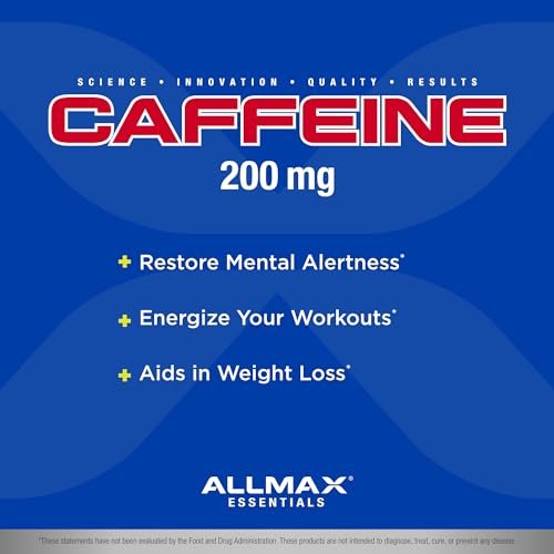 ALLMAX Koffein 100 Tabletten – Steigert geistige Wachsamkeit, Konzentration & Energie – Vegan – 100 Portionen