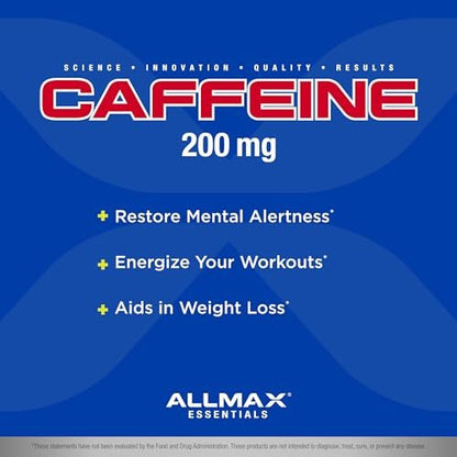 ALLMAX Koffein 100 Tabletten – Steigert geistige Wachsamkeit, Konzentration & Energie – Vegan – 100 Portionen