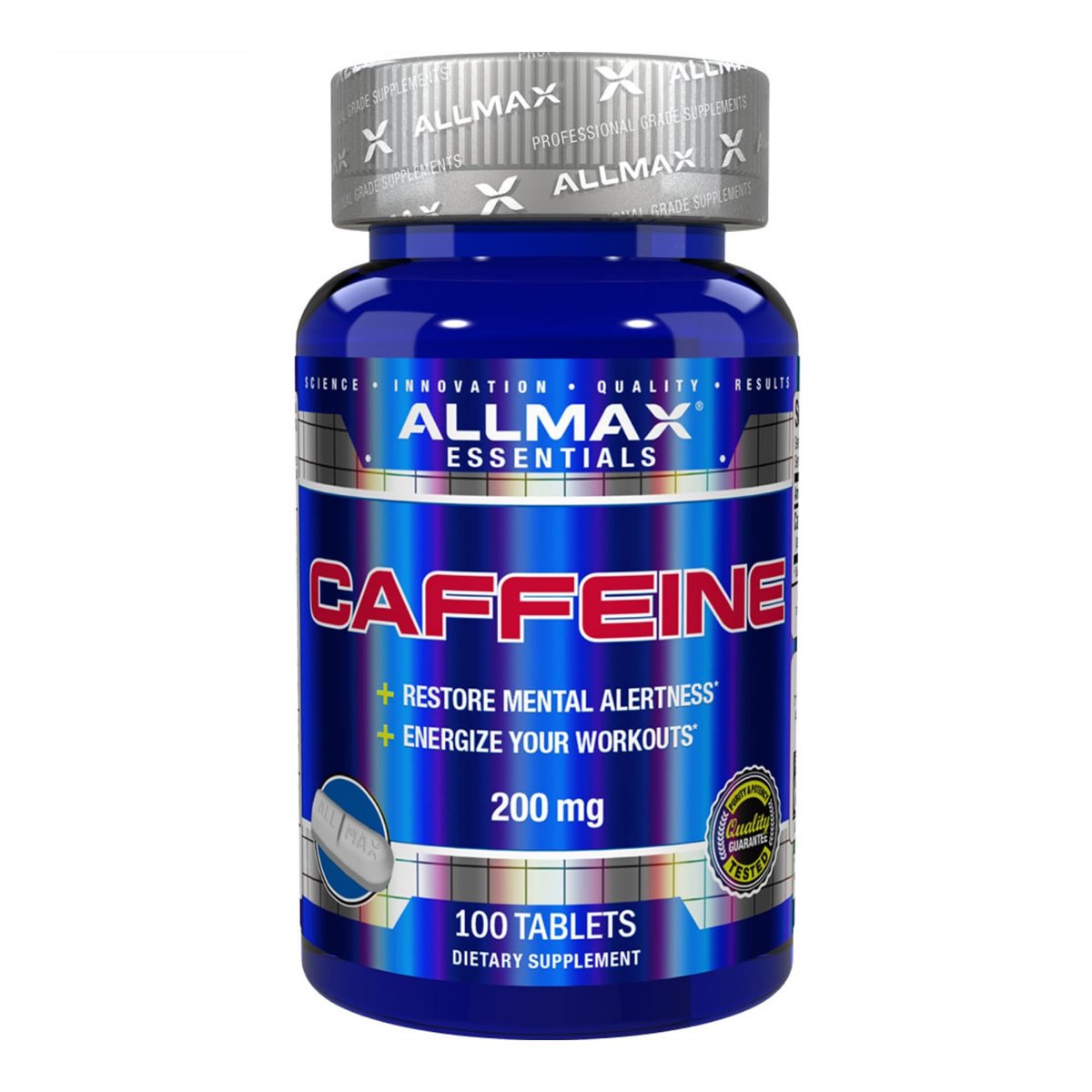 ALLMAX Koffein 100 Tabletten – Steigert geistige Wachsamkeit, Konzentration & Energie – Vegan – 100 Portionen