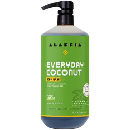 Alaffia Duschgel, EveryDay Coconut – Sanfte Kokosnuss-Reinigung für normale bis trockene Haut, 946 ml