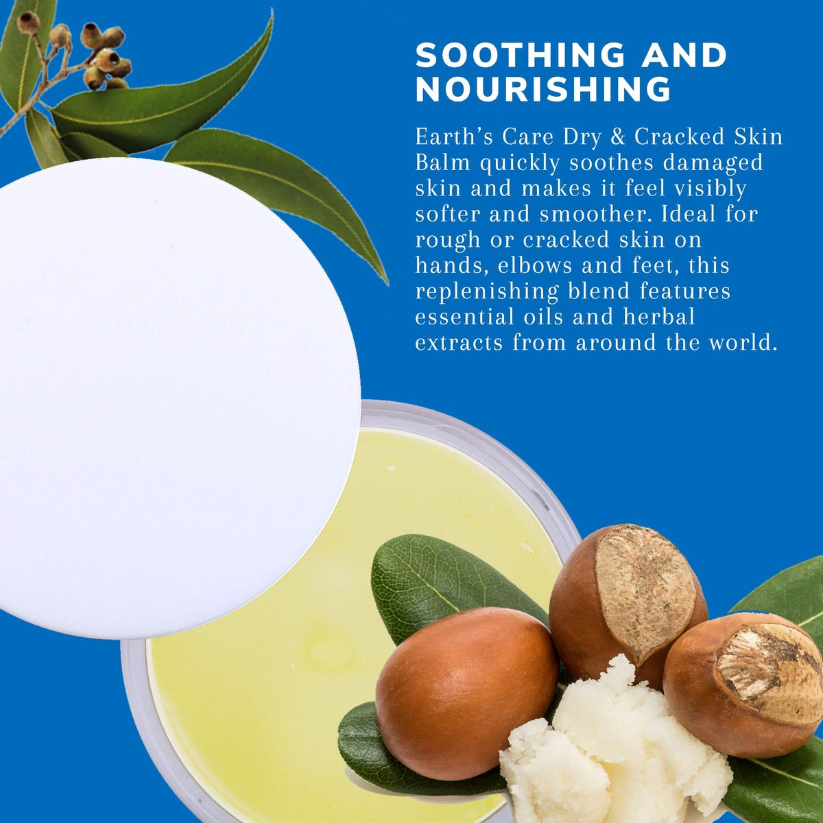 Earth's Care Trockene & Rissige Hautbalsam, Allergiegetestet, Ohne Parabene, Farbstoffe oder Duftstoffe, 71 g