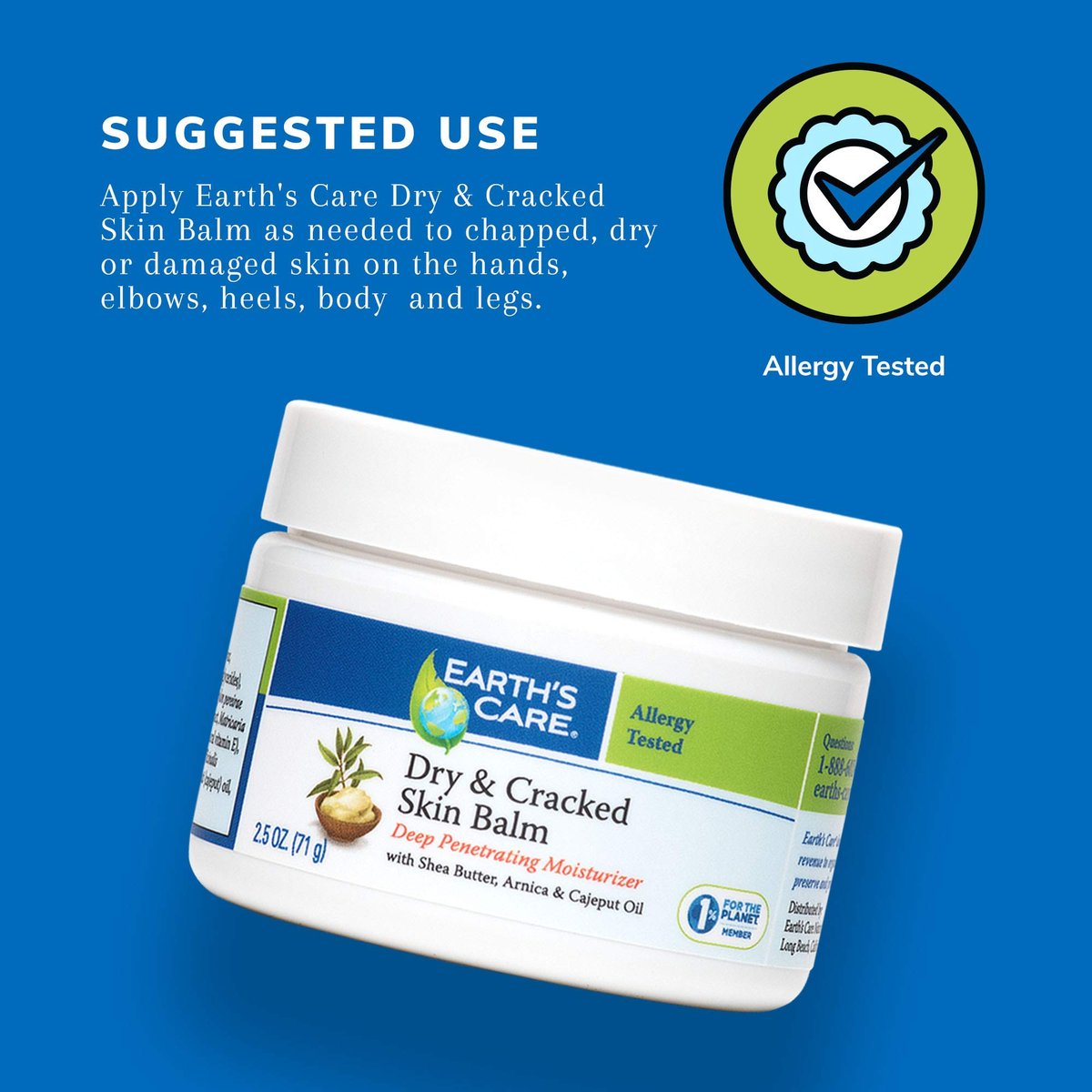 Earth's Care Trockene & Rissige Hautbalsam, Allergiegetestet, Ohne Parabene, Farbstoffe oder Duftstoffe, 71 g