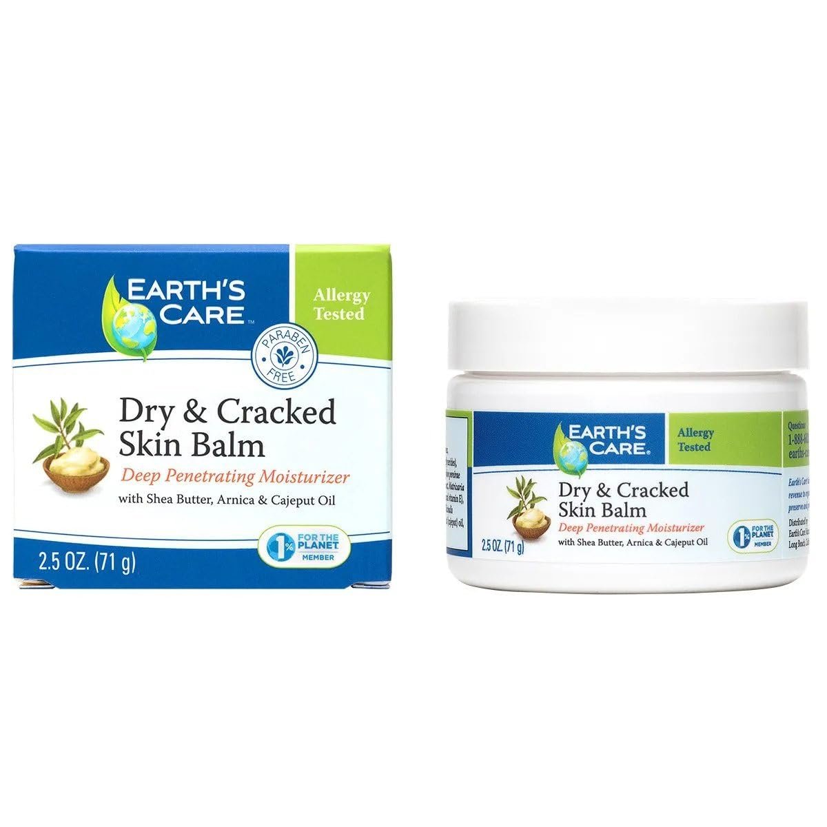 Earth's Care Trockene & Rissige Hautbalsam, Allergiegetestet, Ohne Parabene, Farbstoffe oder Duftstoffe, 71 g