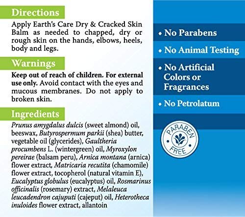 Earth's Care Trockene & Rissige Hautbalsam, Allergiegetestet, Ohne Parabene, Farbstoffe oder Duftstoffe, 71 g