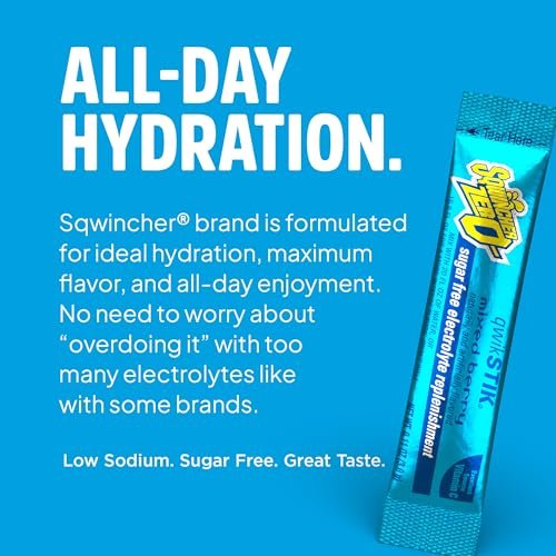 Sqwincher Zero Qwik Stik – Zuckerfreies Elektrolyt-Pulver, gemischte Beere, 0,11 oz Beutel (50er Pack)