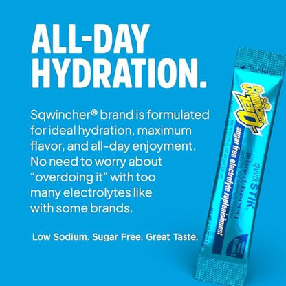 Sqwincher Zero Qwik Stik – Zuckerfreies Elektrolyt-Pulver, gemischte Beere, 0,11 oz Beutel (50er Pack)