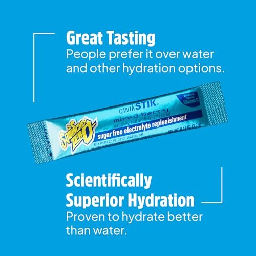 Sqwincher Zero Qwik Stik – Zuckerfreies Elektrolyt-Pulver, gemischte Beere, 0,11 oz Beutel (50er Pack)