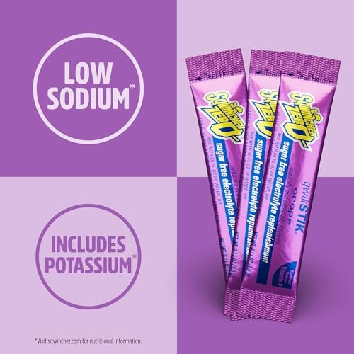 Sqwincher Zero Qwik Stik Traube – Zuckerfreies Elektrolyt-Pulver zur Hydration, 0,11 oz Beutel (Packung mit 50)