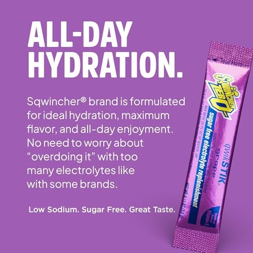 Sqwincher Zero Qwik Stik Traube – Zuckerfreies Elektrolyt-Pulver zur Hydration, 0,11 oz Beutel (Packung mit 50)