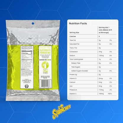 Sqwincher Quik Stik Zero Oral Electrolyte-Lösung mit Zitronen-Limetten-Geschmack, 0,11 oz. Beutel, 50 Stück
