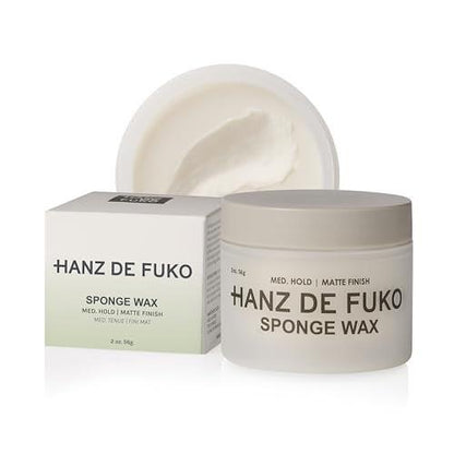 Hanz de Fuko Sponge Wax – Premium Herren Haarstyling Wachs mit mittlerem Halt & semi-mattem Finish – 2 oz Reisegröße