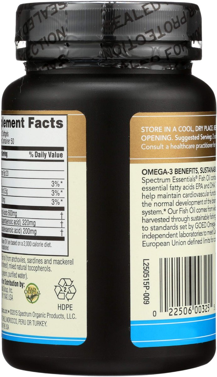 Spectrum Essentials Omega-3 Fischöl Weichkapseln, 1000 mg, 100 Stück