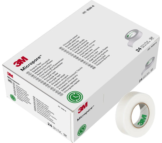 3M Micropore Chirurgisches Klebeband 1530-0, 1,25 cm x 9,1 m, 24 Rollen pro Karton, 10 Kartons pro Kiste