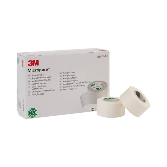 3M™ Micropore™ Chirurgisches Tape 1530-1, 1 Zoll x 10 Yard (2,5 cm x 9,1 m), 12 Rollen/Karton – Weiß