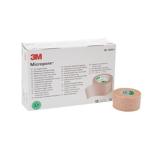3M Microfoam Chirurgisches Tape, nicht steril, einreißbares Papier, Tan, 1 Zoll x 10 Yards, 12 Stück