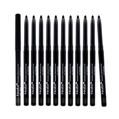 Nabi wasserfester, nachziehbarer Eyeliner-Stift – 12er-Pack, langanhaltend, wischfest, hypoallergen, professioneller Make-up-Eyeliner für empfindliche Augen