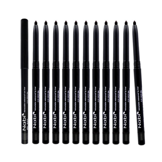 Nabi wasserfester, nachziehbarer Eyeliner-Stift – 12er-Pack, langanhaltend, wischfest, hypoallergen, professioneller Make-up-Eyeliner für empfindliche Augen