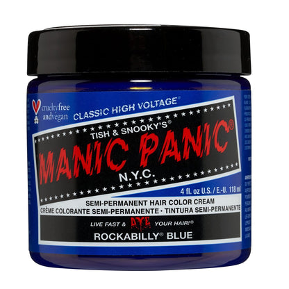 MANIC PANIC Classic Rockabilly Blue Semi-permanente Haarfarbe - Echtes neutrales Blau für Frauen & Männer, hält 4-6 Wochen - Vegan, Ammoniakfrei & Tierversuchsfrei - Kreiere & mische eigene Farbtöne (118 ml)