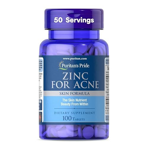 Puritan's Pride Zink für unreine Haut mit Vitamin C, B-6, A und E – 100 Tabletten – Nahrungsergänzungsmittel für klare, gesunde Haut und Immunsystem