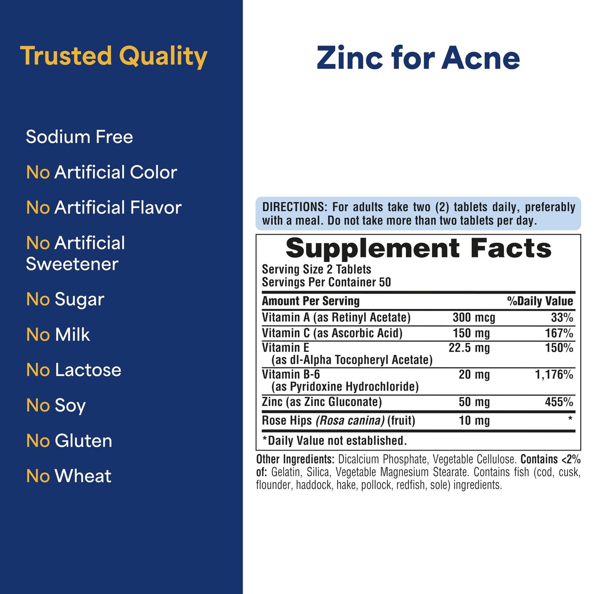 Puritan's Pride Zink für unreine Haut mit Vitamin C, B-6, A und E – 100 Tabletten – Nahrungsergänzungsmittel für klare, gesunde Haut und Immunsystem