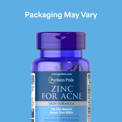 Puritan's Pride Zink für unreine Haut mit Vitamin C, B-6, A und E – 100 Tabletten – Nahrungsergänzungsmittel für klare, gesunde Haut und Immunsystem