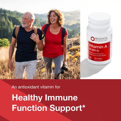 PROTOCOL FOR LIFE BALANCE Vitamin A 25.000 IE – Für Augen, Netzhaut und Immunsystem – 100 Weichkapseln