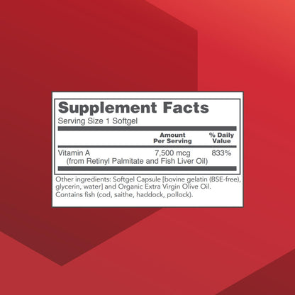 PROTOCOL FOR LIFE BALANCE Vitamin A 25.000 IE – Für Augen, Netzhaut und Immunsystem – 100 Weichkapseln