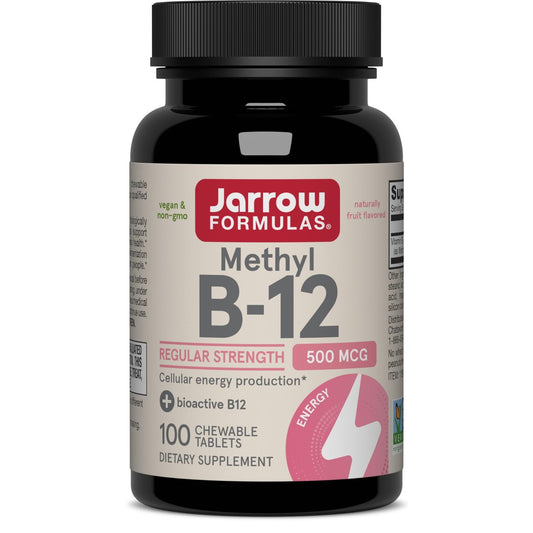 Jarrow Formulas® Methyl B-12 Tabletten, 500 mg, Nahrungsergänzungsmittel für zelluläre Energieproduktion und Gehirngesundheit, 100 Kirschgeschmack Kautabletten, 100-Tage-Versorgung