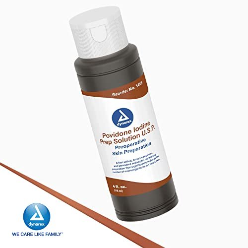Dynarex Povidon-Iod-Lösung 10 %, Antiseptikum für Haut und Schleimhäute, Ideal für die chirurgische Vorbereitung, 118 ml (4 fl. oz.), 1 Flasche
