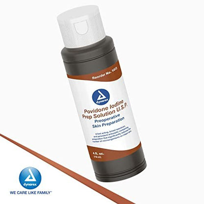 Dynarex Povidon-Iod-Lösung 10 %, Antiseptikum für Haut und Schleimhäute, Ideal für die chirurgische Vorbereitung, 118 ml (4 fl. oz.), 1 Flasche