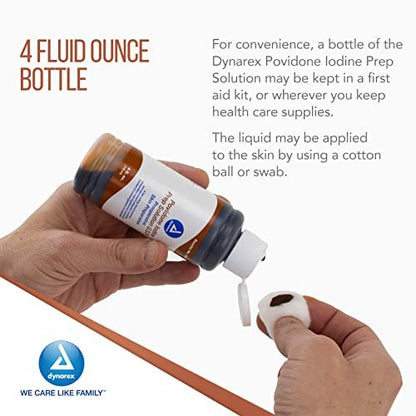 Dynarex Povidon-Iod-Lösung 10 %, Antiseptikum für Haut und Schleimhäute, Ideal für die chirurgische Vorbereitung, 118 ml (4 fl. oz.), 1 Flasche