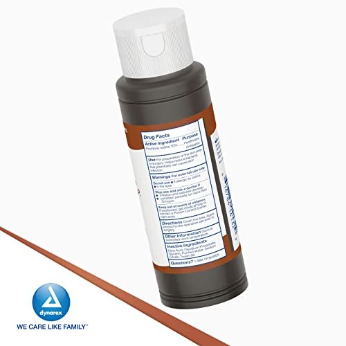 Dynarex Povidon-Iod-Lösung 10 %, Antiseptikum für Haut und Schleimhäute, Ideal für die chirurgische Vorbereitung, 118 ml (4 fl. oz.), 1 Flasche